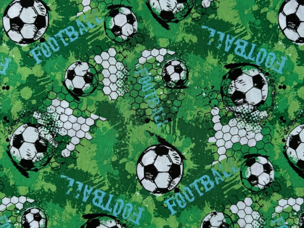 Baumwoll-Stoff Fußball Grün Nr 4958